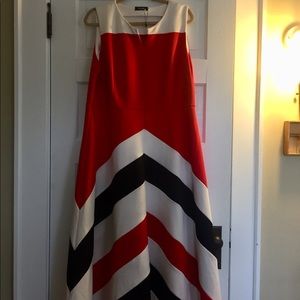 Vintage red white and black striped dress